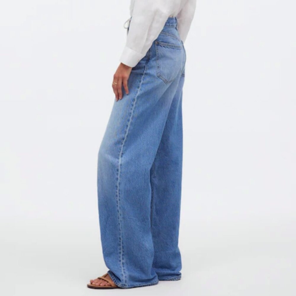 Madewell Vintage Light Blue Denim Drawstring Superwide Leg Jeans in Women's 29 - Picture 7 of 13